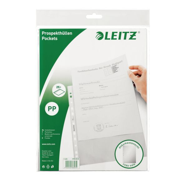 6 Stück Leitz Prospekthüllen 4796-60-03, A4 transluzent genarbt, oben offen, 0,065mm 4002432368075 Leitz 25 Stück
