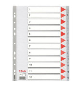 Kunststoffregister 100106, 1 bis 12, A4, 120&micro;m, graue Taben, 12-teilig