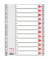 Kunststoffregister 100106, 1 bis 12, A4, 120µm, graue Taben, 12-teilig