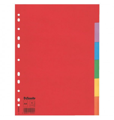 Kartonregister 100200, 6-teilig blanko, A4, 160 g/m², farbige Taben, 6-teilig