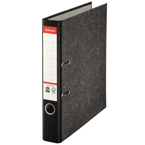 25 Stück Esselte Ordner 56997, A4 50mm schmal Karton Wolkenmarmor schwarz 4001536569975 Esselte
