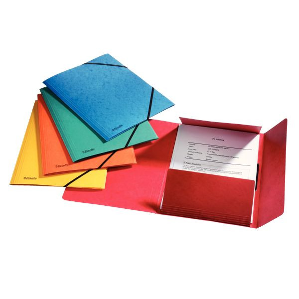 12 Stück Esselte Eckspannmappe 15523 15523, Din A4 farbig sortiert Karton 390g, für ca. 200 Blatt  (80 g/m²), mit 3 Einschlagklappen 541131315523 5 Stück