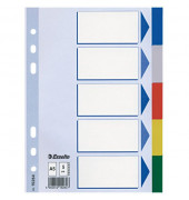 Kunststoffregister 15264, 5-teilig blanko, A5, 120µm, farbige Taben, 5-teilig