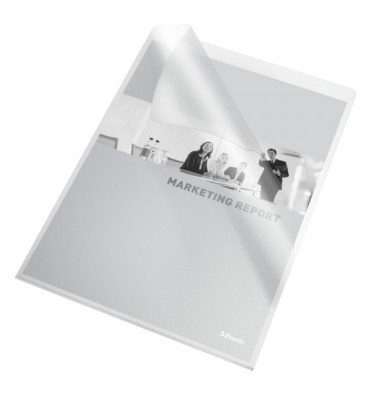 Sichthüllen Standard Plus 54820, A4, transparent genarbt, oben & rechts offen, 0,11mm