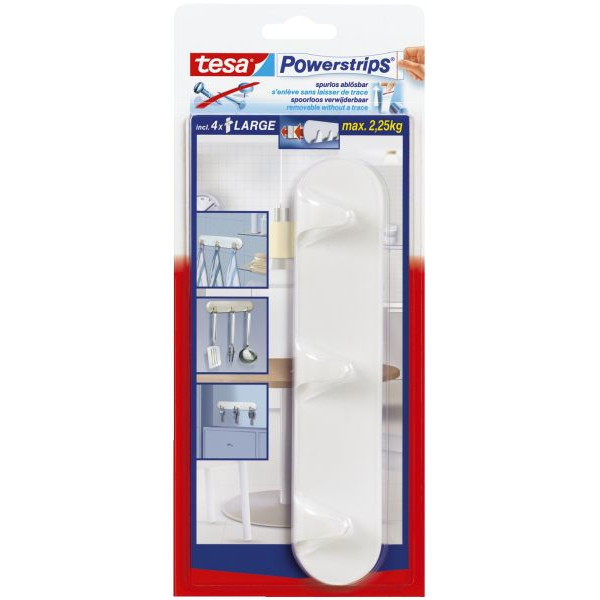 tesa Powerstrips Hakenleiste Klebehaken für max. 3,0 kg, 20,0 x 4,1 cm, 1 St.