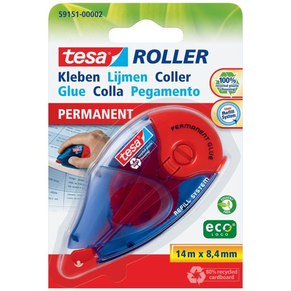 5 Stück Tesa Kleberoller 59151-00002-06 Nachfüllroller, 8,4mm x 14m, blau 4042448110794 Tesa