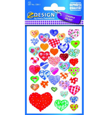 55811 beglimmert Schmucketikett Herzen Papier