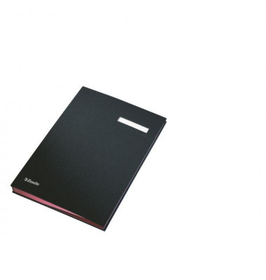 Unterschriftenmappe 621064, A4 10 F&auml;cher Plastikkaschierte Graupappe (RC) schwarz