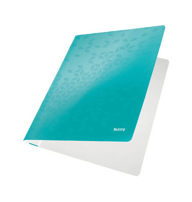 Schnellhefter WOW 3001-00-51, A4, eisblau metallic, Karton, 250g, Vorderdeckel opak