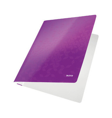 Schnellhefter WOW 3001-00-62, A4, violett metallic, Karton laminiert, 250g, Vorderdeckel opak