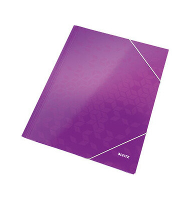 Eckspannmappe WOW 3982-00-62, A4 violett PP-laminierter Karton 300g, f&uuml;r ca. 250 Blatt, mit 3 Einschlagklappen
