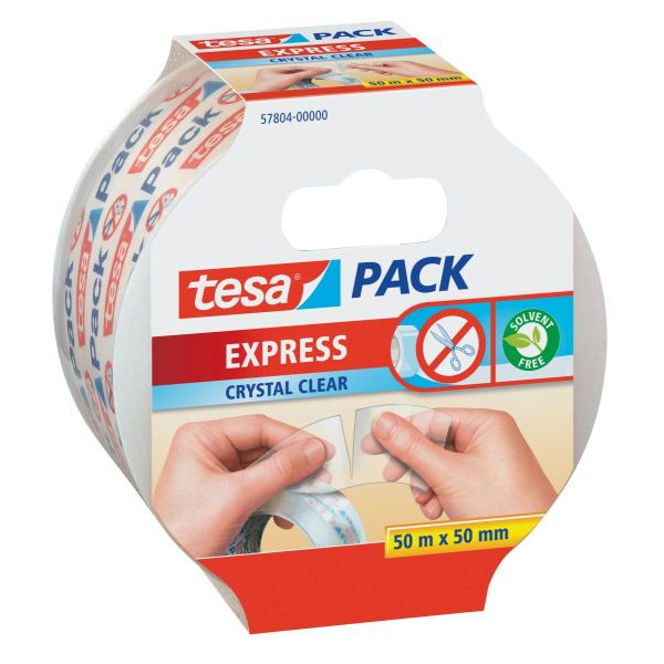 6 Stück Tesa Packband tesapack Express Crystal Clear 57804-00000-01, 50mm x 50m, 60my, transparent 4042448124975 Tesa 50 Meter