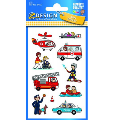 54137 Papiersticker Schmucketikett Feuerw/ Polizei 54137 Papiersticker Schmucketikett Feuerw/ Polizei