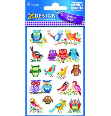 57512 Papiersticker Schmucketikett Vögel