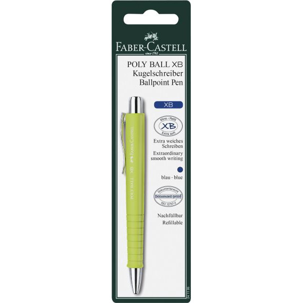 5 Stück Faber-Castell Kugelschreiber Poly Ball XB sortiert auf Blisterkarte 241195, blau, 0,6mm, nachfüllbar 4005402411955 Faber-Castell