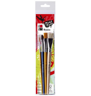Pinselset Basic, 01840 000 00202, Gr&ouml;&szlig;en sortiert, 2x flache & 2x runde Spitze