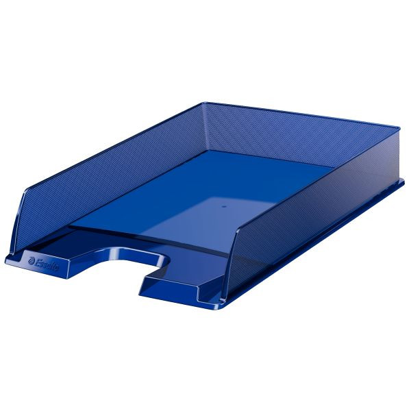 10 Stück Esselte Briefablage Europost 623600, A4 / C4, dunkelblau-transparent, Polystyrol stapelbar 4049793015217 Esselte