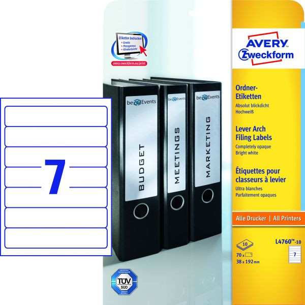 4004182433102 - Rückenschilder ultragrip L4760-10 weiß schmal kurz 38x192mm selbstklebend permanent  4004182433102 70 Stück