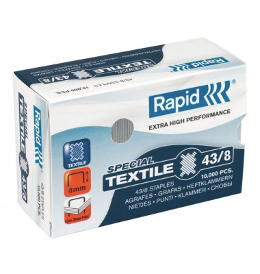 Heftklammern Textile Super Strong 43/8, 24872300, Stahldraht verzinkt, Heftleistung 40 Blatt