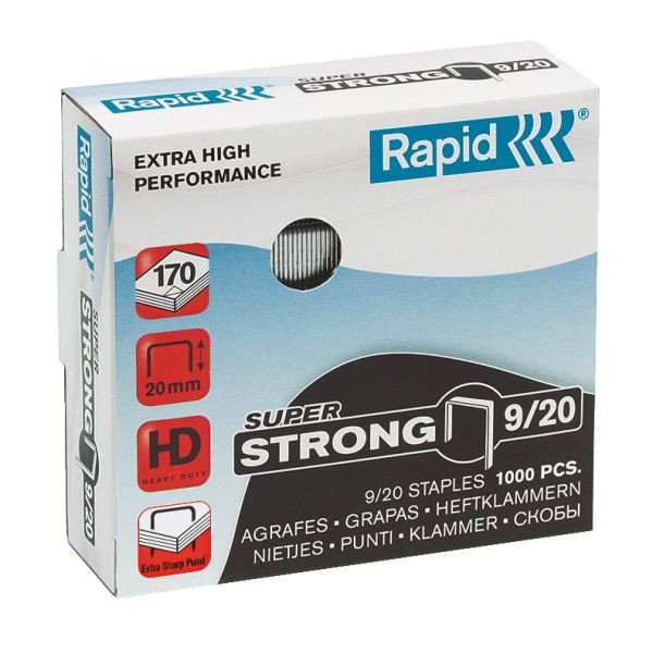 5 Stück Rapid Heftklammern Extra High Performance Super Strong 9/20, 24871700, Stahldraht verzinkt, Heftleistung 170 Blatt max. 7313468717001  1000 Stück