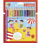 Buntstifte-Set Trio thick mit Spitzer, 203/2-18, farbig sortiert, dreikant, ergonomisch, Packung