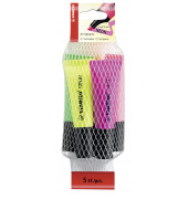 Textmarker STABILO Neon, 72/5-2, Etui, 5-farbig sortiert, 2-5mm Keilspitze