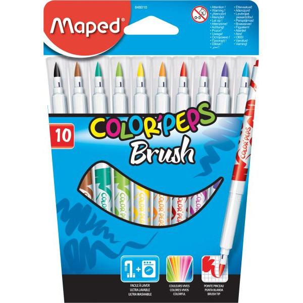 3154148480105 - M848010 ColorPepsBrush Pinselfasermaleretui sort 3154148480105 10 Stück