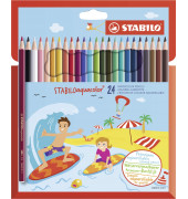 Aquarellstifte-Set STABILOaquacolor Etui 1624-6, farbig sortiert, sechskant, Packung