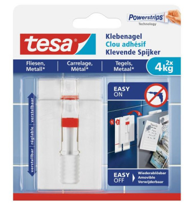 Klebestrips 77767-00000-00 Powerstripes, 1 Klebenagel + Powerstrips&reg;, 24x45mm (BxL), wiederabl&ouml;sbar