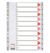 Kunststoffregister 100105, 1 bis 10, A4, graue Taben, 10-teilig