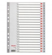 Kunststoffregister 100107, 1 bis 20, A4, 120µm, graue Taben, 20-teilig