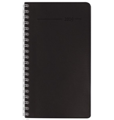 Taschenkalender 103202, Spiral, schwarz, 1 Woche / 2 Seiten, 9x15,6cm (A6), 2025