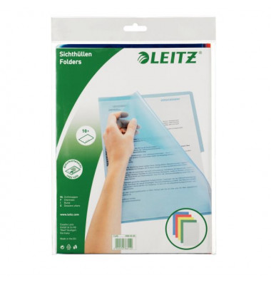 Sichthüllen Standard 4000-60-99, A4, farbig sortiert, transluzent genarbt, oben & rechts offen, 0,13mm