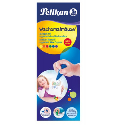 Wachsmalstifte Wachsmalmaus, 804073, farbig sortiert, Keilform, 3,0x6,0cm (&Oslash;xL)