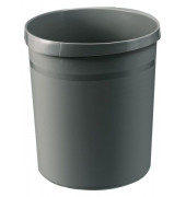 Papierkorb GRIP, 18 Liter, mit 2 Griffmulden, extra stabil, rund, dunkelgrau