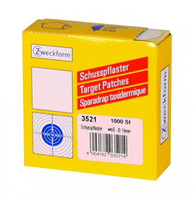 3521 Schusspflaster, 19 mm, 1 Rolle/1.000 Etiketten, weiß