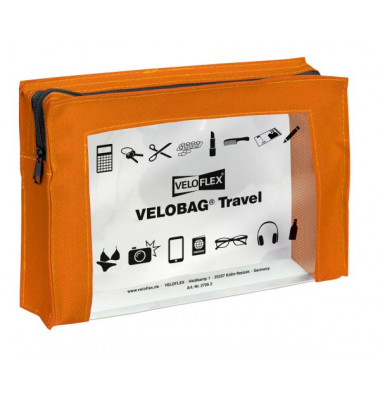 Reißverschlusstasche VELOCOLOR® Travel, PVC, orange, A5, 230 x 160 mm