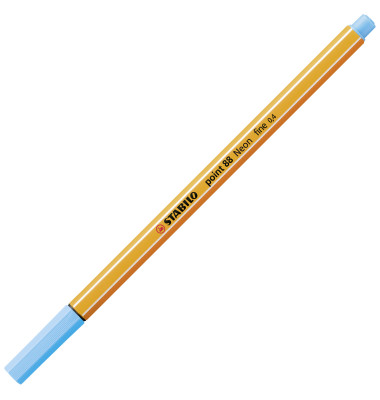 Fineliner point 88, 88/031, orange, wei&szlig;e Streifen (Schreibfarbe: neonblau), 0,4mm