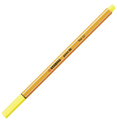 Fineliner point 88, 88/24, orange, wei&szlig;e Streifen (Schreibfarbe: zitronengelb), 0,4mm