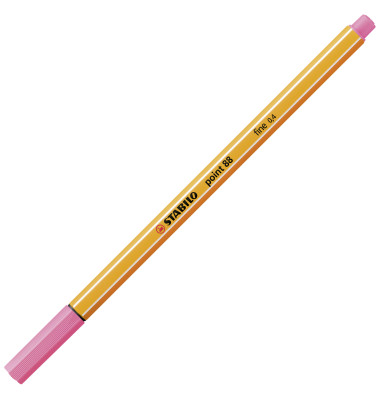 Fineliner point 88, 88/29, orange, wei&szlig;e Streifen (Schreibfarbe: rosa), 0,4mm