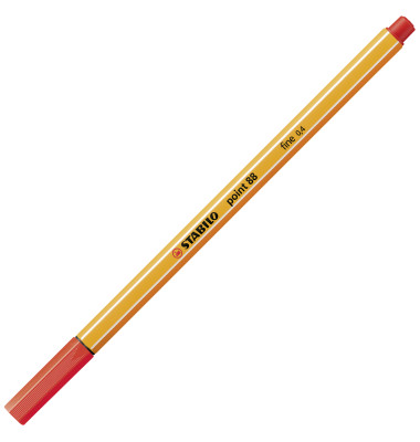 Fineliner point 88, 88/48, orange, wei&szlig;e Streifen (Schreibfarbe: hellrot), 0,4mm
