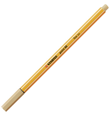 Fineliner point 88, 88/88, orange, wei&szlig;e Streifen (Schreibfarbe: ocker hell), 0,4mm