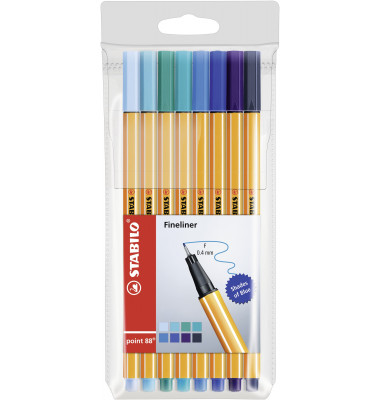 Fineliner point 88 Etui Blautöne mit 8 Stiften