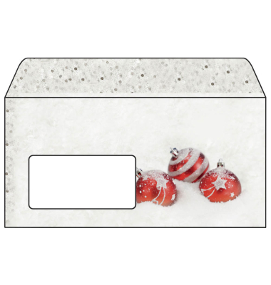 Weihnachtsumschl&auml;ge Weihnachtskugeln Winter Flair DU247, Din Lang, 90g