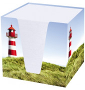 Zettelbox 46545, Leuchtturm, 9,2x9,2x9,2cm, mehrfarbig, Karton, inkl.: ca. 900 Notizzettel