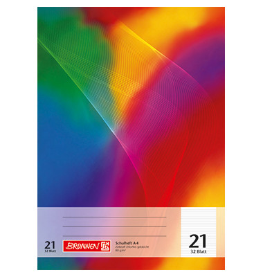 Schulheft 104432102 Standard-Schulhefte-Serie, Lineatur 21 / liniert, A4, 80g, regenbogen, 32 Blatt / 64 Seiten