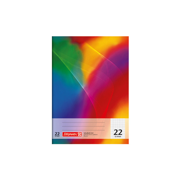 4003273593459 - Schulheft 10-4432202 Lineatur 22   kariert   keine A4 80g regenbogen 32 Blatt   64 Seiten 4003273593459 Brunnen