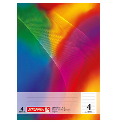 Schulheft 10-4530402, Lineatur 4 / liniert, A5, 80g, regenbogen, 32 Blatt / 64 Seiten