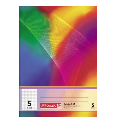 Schulheft 104590502 Standard-Schulhefte-Serie, Lineatur 5 / kariert, A5, 80g, regenbogen, 16 Blatt / 32 Seiten