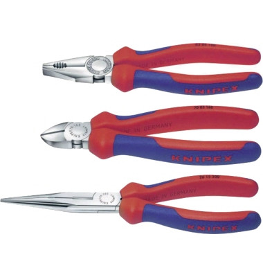 Knipex Zangen-Set inkl. Kombizange, Seitenschneider, Flachrundzange mit  Schneide rot/blau - Bürobedarf Thüringen